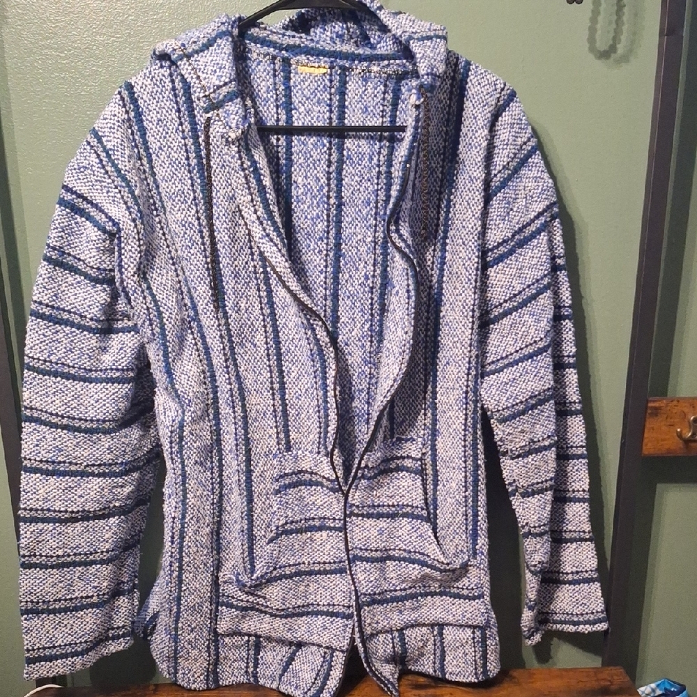 Blue and White Striped Women's Jacket